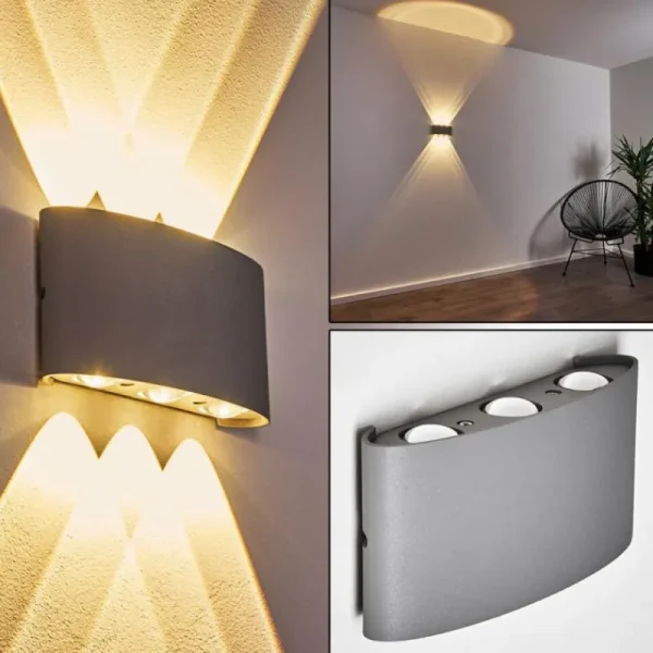 hofstein Abaiang Applique murale d'extérieur LED Argenté, 6 lumières* Lampes Modernes