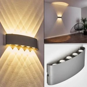 hofstein Abaiang Applique murale d'extérieur LED Argenté, 10 lumières* Lampes Modernes