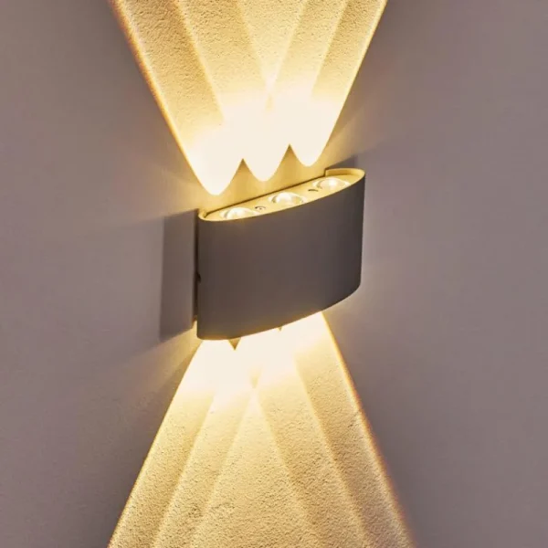 hofstein Abaiang Applique murale d'extérieur LED Argenté, 6 lumières* Lampes Modernes