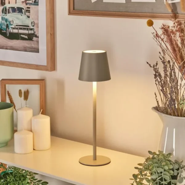 hofstein Allen Lampe de table d'extérieur, Lampe à poser LED Gris, Vert, 1 lumière* Lampes Modernes