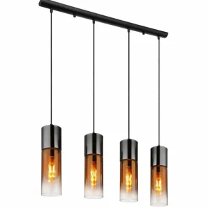 Luminaires Globo Lighting Annika Suspension Noir, 4 lumières* Lampes En Verre