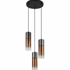 Luminaires Globo Lighting Annika Suspension Noir, 3 lumières* Lampes En Verre