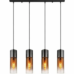 Luminaires Globo Lighting Annika Suspension Noir, 4 lumières* Lampes En Verre