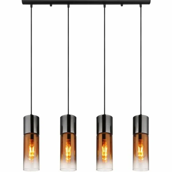 Luminaires Globo Lighting Annika Suspension Noir, 4 lumières* Lampes En Verre