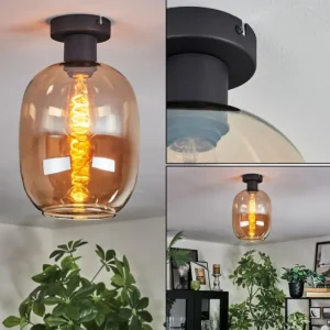 hofstein Apedo Plafonnier Ambre, 1 lumière* Lampes En Verre