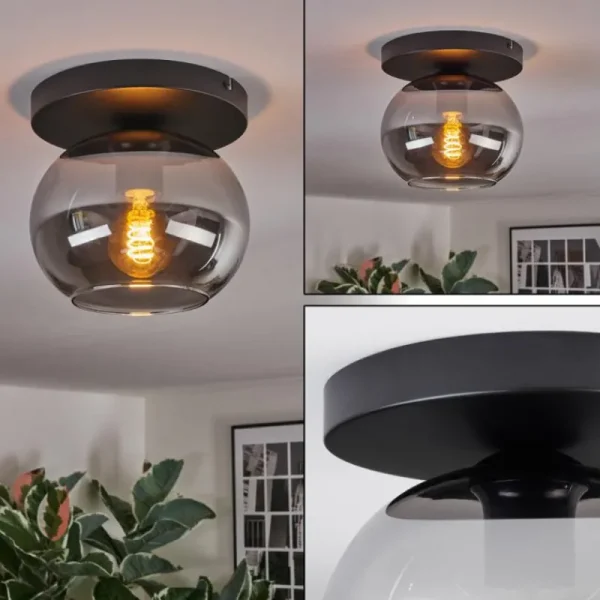 hofstein Apedo Plafonnier, Boule lumineuse Fumé, 1 lumière* Lampes Modernes