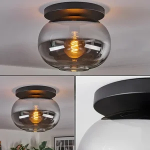 hofstein Apedo Plafonnier, Boule lumineuse Fumé, 1 lumière* Lampes Modernes