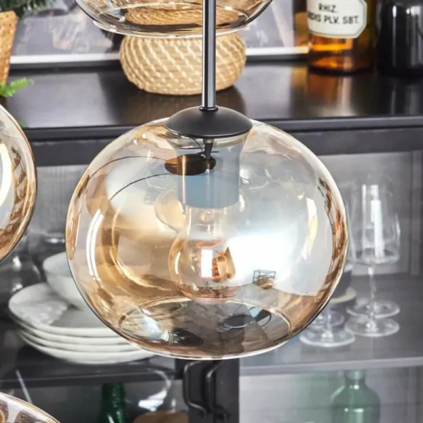 hofstein Apedo Suspension, Boule lumineuse, Suspension Ambre, 4 lumières* Lampes En Verre