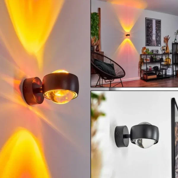 hofstein Applique murale Sapri Noir, 1 lumière* Lampes En Verre