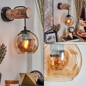 hofstein Applique murale - Verre 15 cm Koyoto Écru, Noir, 1 lumière* Lampes Modernes