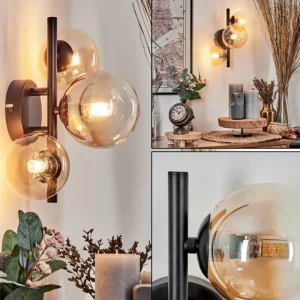 hofstein Applique murale - Verre 10 cm, 12 cm Chehalis Ambre, Clair, 3 lumières* Lampes En Verre