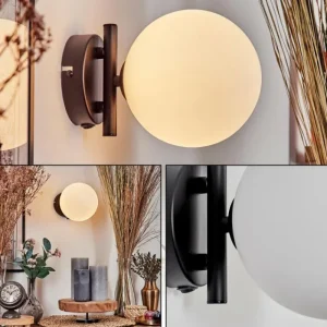 hofstein Applique murale - Verre 15 cm Chehalis Blanc, 1 lumière* Lampes En Verre