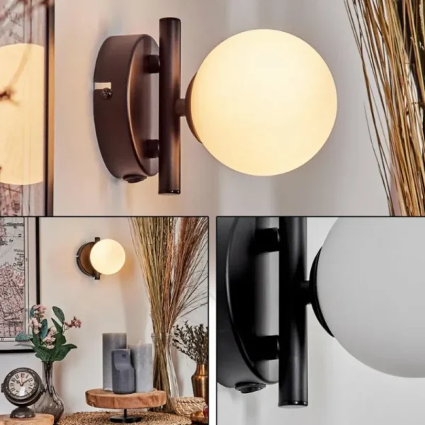 hofstein Applique murale - Verre 10 cm Chehalis Blanc, 1 lumière* Lampes En Verre