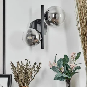 hofstein Applique murale - Verre 10 cm, 12 cm Chehalis Noir, 2 lumières* Lampes En Verre