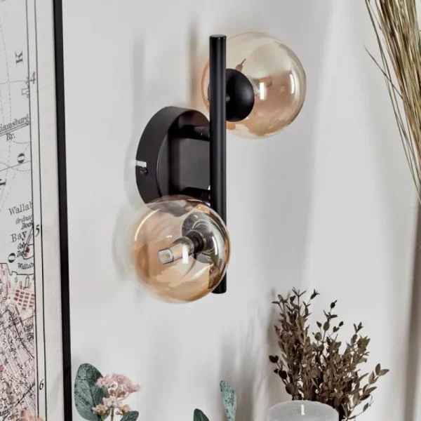 hofstein Applique murale - Verre 10 cm Chehalis Ambre, Clair, 2 lumières* Lampes En Verre