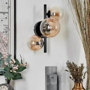 hofstein Applique murale - Verre 10 cm, 12 cm Chehalis Ambre, Clair, 3 lumières* Lampes En Verre