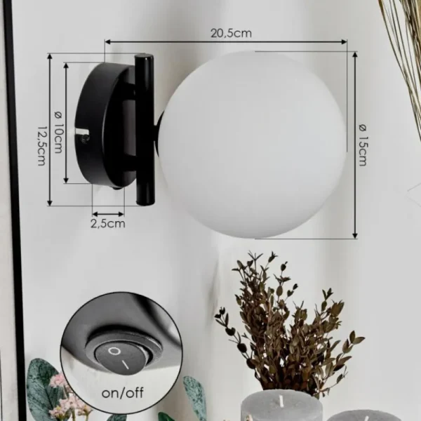 hofstein Applique murale - Verre 15 cm Chehalis Blanc, 1 lumière* Lampes En Verre