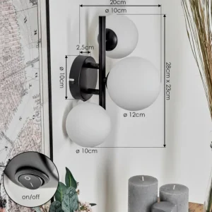 hofstein Applique murale - Verre 10 cm, 12 cm Chehalis Blanc, 3 lumières* Lampes En Verre