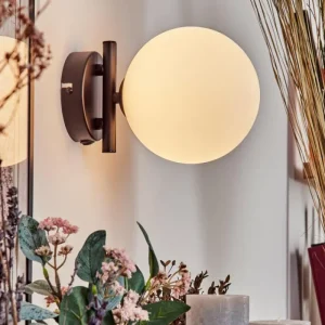 hofstein Applique murale - Verre 15 cm Chehalis Blanc, 1 lumière* Lampes En Verre
