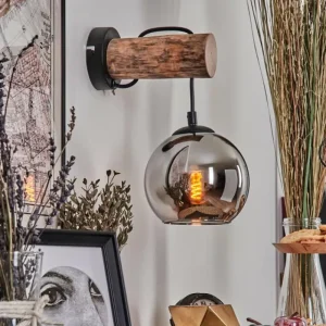 hofstein Applique murale - Verre 15 cm Koyoto Écru, Noir, 1 lumière* Lampes Modernes