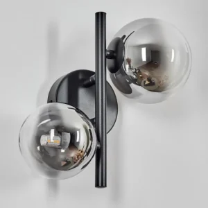 hofstein Applique murale - Verre 10 cm, 12 cm Chehalis Noir, 2 lumières* Lampes En Verre