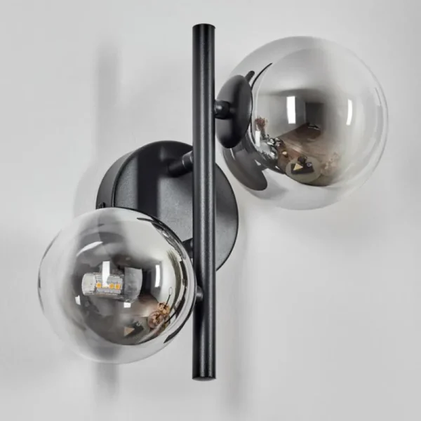 hofstein Applique murale - Verre 10 cm, 12 cm Chehalis Noir, 2 lumières* Lampes En Verre