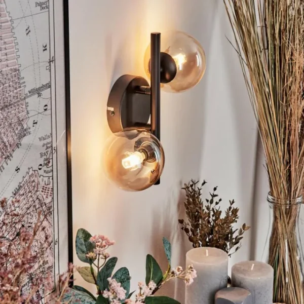 hofstein Applique murale - Verre 10 cm Chehalis Ambre, Clair, 2 lumières* Lampes En Verre