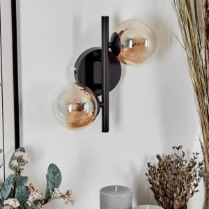 hofstein Applique murale - Verre 10 cm Chehalis Ambre, Clair, 2 lumières* Lampes En Verre