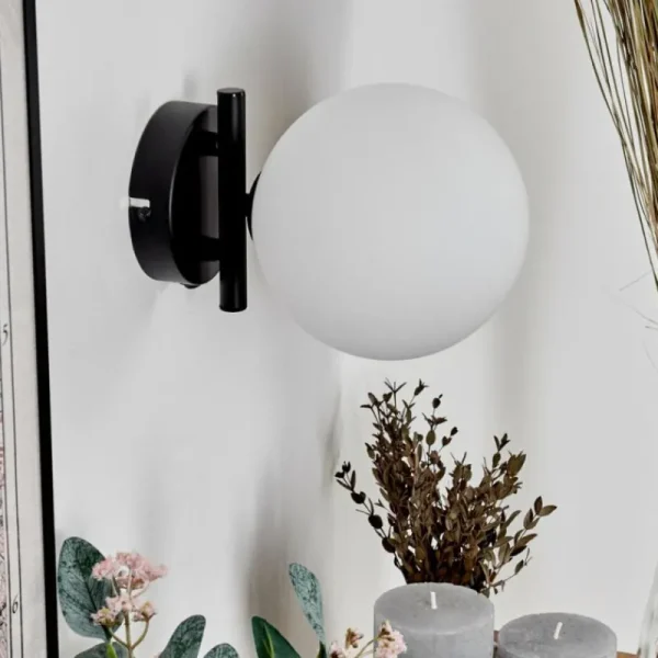 hofstein Applique murale - Verre 15 cm Chehalis Blanc, 1 lumière* Lampes En Verre