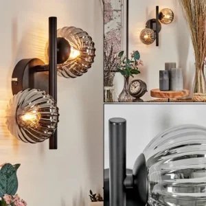 hofstein Applique murale - Verre Chehalis Fumé, 2 lumières* Lampes Modernes