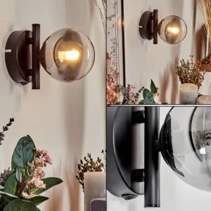 hofstein Applique murale - Verre Chehalis Clair, Fumé, 1 lumière* Lampes Modernes