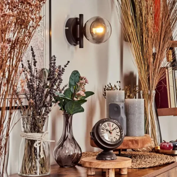 hofstein Applique murale - Verre Chehalis Clair, Fumé, 1 lumière* Lampes Modernes