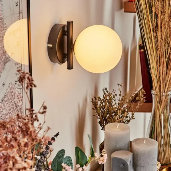hofstein Applique murale - Verre Chehalis Blanc, 1 lumière* Lampes En Verre