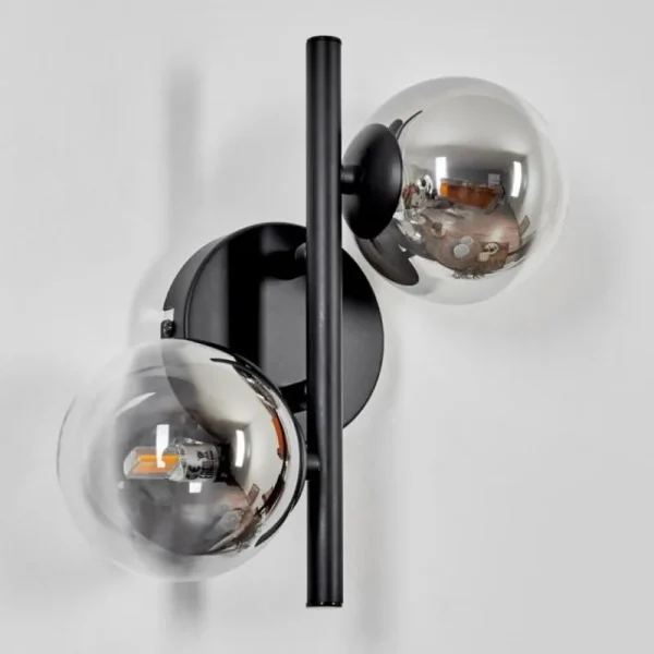 hofstein Applique murale - Verre Chehalis Clair, Fumé, 2 lumières* Lampes Modernes