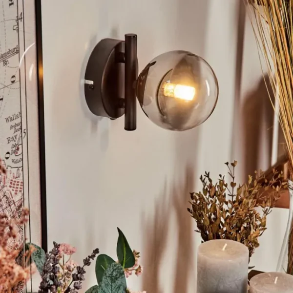 hofstein Applique murale - Verre Chehalis Clair, Fumé, 1 lumière* Lampes Modernes