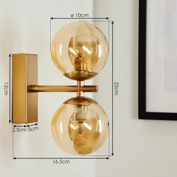 hofstein Applique murale Alden Laiton, 2 lumières* Lampes En Verre
