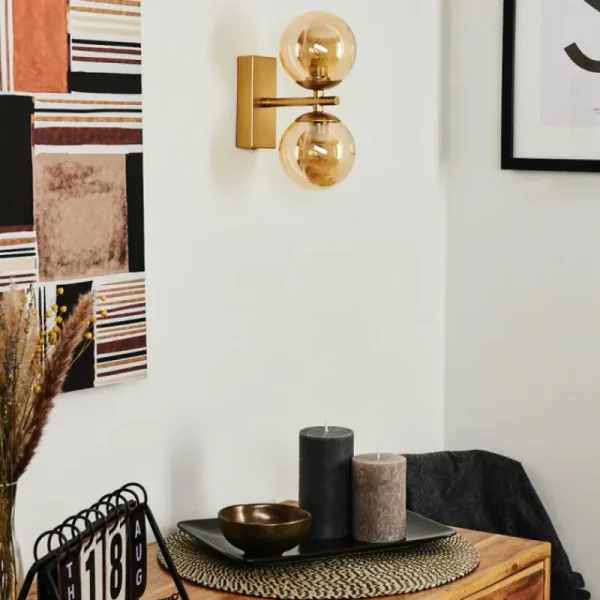 hofstein Applique murale Alden Laiton, 2 lumières* Lampes En Verre