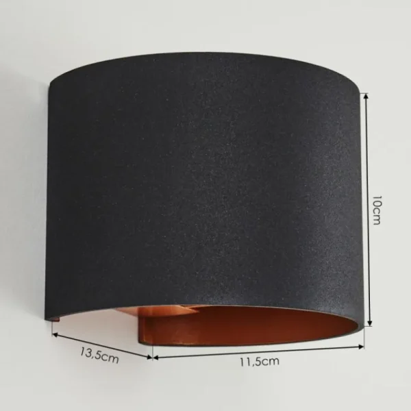 hofstein Applique murale Badajoz Cuivre, Noir, 1 lumière* Lampes Modernes