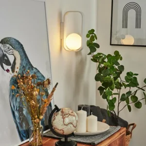 hofstein Applique murale Beland Blanc, 1 lumière* Lampes En Verre