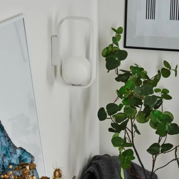 hofstein Applique murale Beland Blanc, 1 lumière* Lampes En Verre