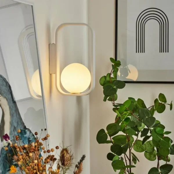 hofstein Applique murale Beland Blanc, 1 lumière* Lampes En Verre