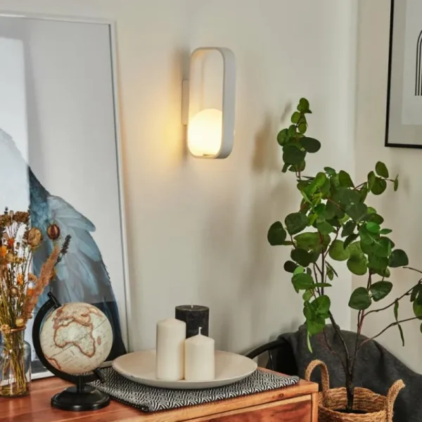 hofstein Applique murale Beland Blanc, 1 lumière* Lampes En Verre