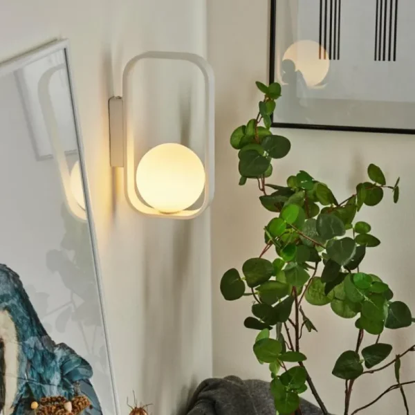 hofstein Applique murale Beland Blanc, 1 lumière* Lampes En Verre