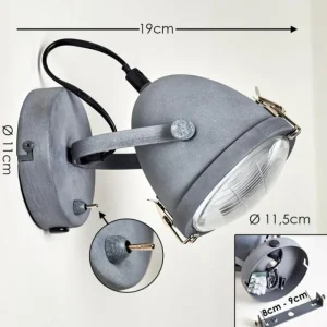 hofstein Applique murale Butikon Gris, 1 lumière* Lampes En Verre