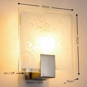 hofstein Applique murale carrée Acier inoxydable, Blanc, 1 lumière* Lampes En Verre