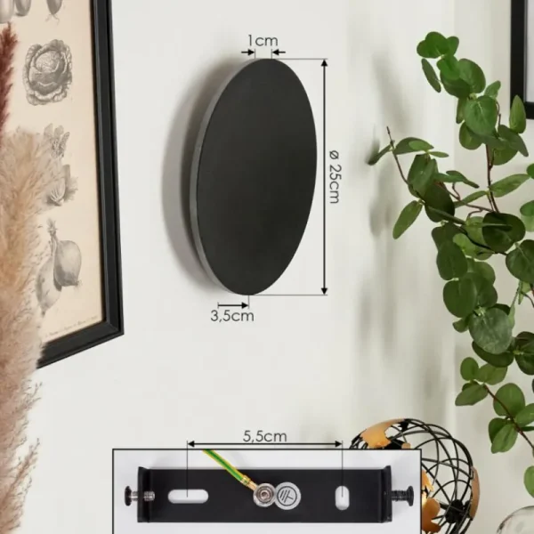 hofstein Applique murale Comallo LED Noir, Blanc, 1 lumière* Lampes Modernes