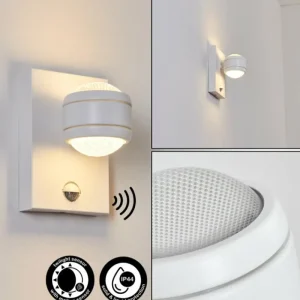 hofstein Applique murale d'extérieur Borlo LED Blanc, 2 lumières, Détecteur de mouvement* Lampes Modernes