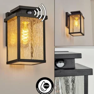 hofstein Applique murale d'extérieur Tieva Noir, 1 lumière, Détecteur de mouvement* Lampes Modernes