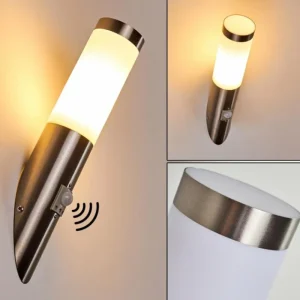 hofstein Applique murale d'extérieur Norburg Acier inoxydable, 1 lumière, Détecteur de mouvement* Lampes Modernes