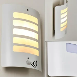 hofstein Applique murale d'extérieur Alslev Blanc, 1 lumière, Détecteur de mouvement* Lampes Modernes